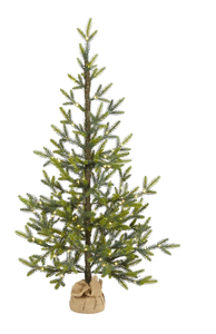 lot 232 image: 4 Fraser Fir Natural Look Artificial Christmas Tree with 100 Clear LED Lights, a Burlap Base and 403 Bendable Branches