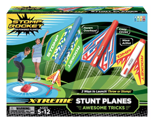 lot 360 image: LOT OF 3 Stomp Rocket Aerodynamic X-Treme Stunt Planes with Launcher