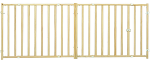 lot 364 image: Midwest Home for Pets Extra-Wide Wooden Dog Gate, 24 Expands from 50 - 94 inches, Natural Wood