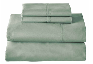 lot 401 image: Better Homes & Gardens Cool & Crisp 4-Piece 300 Thread Count Green River Cotton Percale Sheet Set, Queen