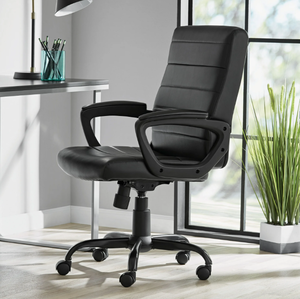 lot 405 image: Mainstays Bonded Leather Mid-Back Managers Office Chair, Black
