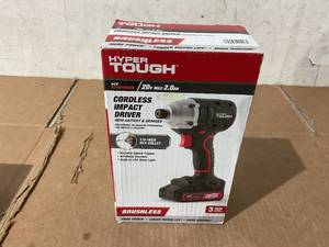 lot 306 image: Hyper Tough 20V Brushless Impact Driver with 2.0Ah Lithium-Ion Battery Pack and Charger