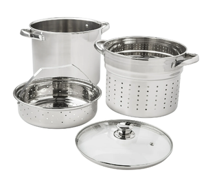 lot 106 image: Mainstays Stainless Steel 8-Quart Multi-Cooker with Glass Lid