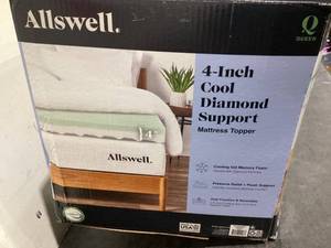 lot 635 image: Queen Size Allswell 4 Memory Foam Mattress Topper Infused with Cooling Diamond Gel