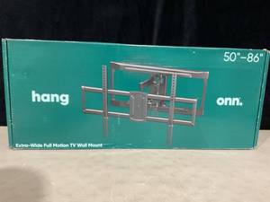 lot 426 image: Onn. Full Motion TV Wall Mount for 50 to 86 TVs, up to 15° Tilting