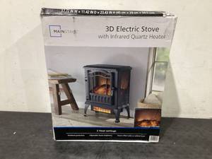 lot 660 image: Mainstays New 2-Setting 3D Electric Stove Heater with Life-like Flame