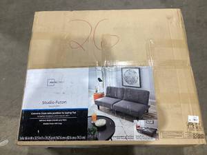 lot 664 image: Mainstays 66 Studio Futon, Gray Linen Upholstery
