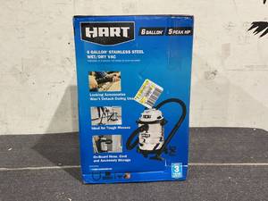 lot 191 image: HART 6 Gallon 5 Peak HP Stainless Steel WetDry Vacuum