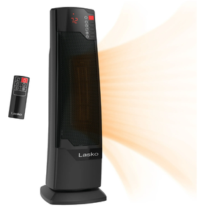 lot 113 image: Lasko 22 1500W Oscillating Ceramic Tower Space Heater with Remote