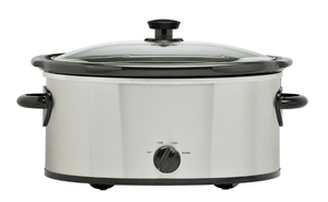 lot 178 image: Mainstays 6 Quart Oval Slow Cooker, Stainless Steel Finish, Glass Lid