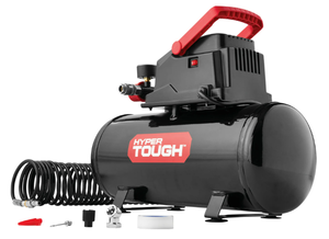lot 502 image: Hyper Tough 3 Gallon Oil-free Portable Air Compressor with Hose & Inflation Accessory Kit, 100 PSI