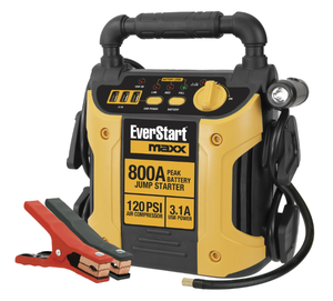 lot 611 image: EverStart 800 Peak Amp Jump Starter with 120 PSI Compressor, Pivoting LED Light, 3X USB Ports
