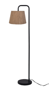 lot 639 image: Mainstays Black Metal Floor Lamp with Rope Shade, Transitional Styling, Ideal for Office and Dorms