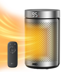 lot 647 image: DREO 10 Portable Space Heater with Remote, PTC Ceramic Electric Heater for Bedroom with Thermostat, 12h Timer, Safety Heater for Room