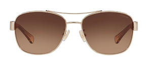 lot 1 image: Coach L151 Metal Womens Aviator Sunglasses Lt GoldCrys Lt Brown 56mm Adult