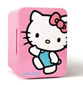 lot 344 image: Hello Kitty Pink 6 Can Mini Fridge Thermoelectric Cooler 4 Litre