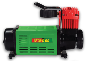 lot 346 image: Stop & Go Portable Single Piston 12 volt Air Compressor Inflates Up to 42 tires for Car, Motorcycle, ATV, UTV, Jeep, Truck, Tractor