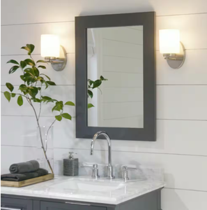 lot 453 image: Home Decorators Collection Sonoma 22 in. W x 30 in. H Rectangular Framed Wall Mount Bathroom Vanity Mirror in Dark Charcoal