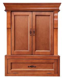 lot 462 image: Home Decorators Collection Naples 26.5 in. W x 8 in. D x 32.8 in. H Bathroom Storage Wall Cabinet in Warm Cinnamon