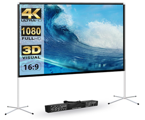 lot 465 image: Foldable Projection Screen with Stand Legs and Carry Bag for Camping Party