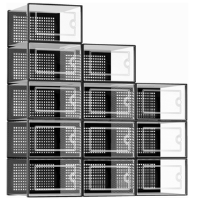 lot 467 image: Kuject X-Large Shoe Storage Boxes Organizers Clear Plastic Stackable 12 Pack