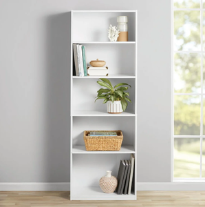 lot 547 image: Mainstays 5-Shelf Bookcase with Adjustable Shelves, White