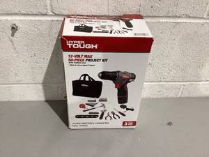 lot 566 image: Hyper Tough 12V Max Lithium-Ion Cordless Drill Driver 50-Piece Project Kit and 1.5Ah Battery