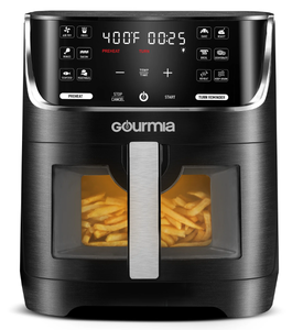 lot 91 image: Gourmia Digital Window 8 qt Air Fryer, Black - Nonstick, Digital Display