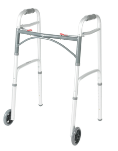 lot 216 image: Drive Medical PreserveTech Deluxe Two Button Folding Walker with 5 Wheels