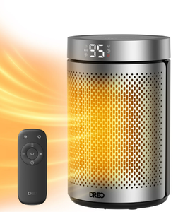 lot 527 image: DREO 10 Portable Space Heater with Remote, PTC Ceramic Electric Heater for Bedroom with Thermostat, 12h Timer, Safety Heater for Room