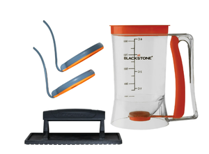 lot 528 image: Blackstone Professional Griddle Breakfast Kit with Batter Dispenser, Bacon Press, and Egg Rings, 4-Piece