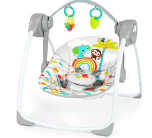 lot 724 image: Bright Starts Playful Paradise Portable Compact Automatic Baby Swing with Music, Unisex, Newborn