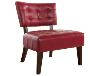 lot 728 image: Roundhill Furniture Blended Leather Tufted Accent Chair with Oversized Seating, Red