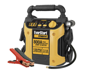 lot 733 image: EverStart 800 Peak Amp Jump Starter with 120 PSI Compressor, Pivoting LED Light, 3X USB Ports