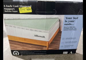 lot 596 image: Allswell 4 Memory Foam Mattress Topper Infused with Cooling Diamond Gel, Queen