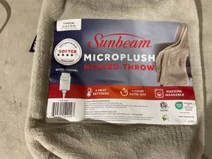 lot 604 image: Sunbeam Throw Peyote Microplush, 4 Heat Settings, 4-Hour Auto Shut-Off, Electric Heated Blanket, 50 x 60