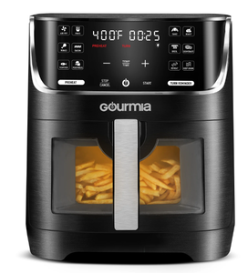 lot 79 image: Gourmia Digital Window 8 qt Air Fryer, Black - Nonstick, Digital Display