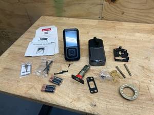 lot 92 image: KWIKSET HALO Matte Black Touchscreen WiFi Keypad Electronic Single-Cylinder Smart Lock Deadbolt featuring SmartKey Security