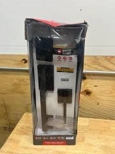 lot 94 image: KWIKSET San Clemente Matte Black Single Cylinder Low Profile Door Handleset with Halifax Handle Featuring SmartKey Security