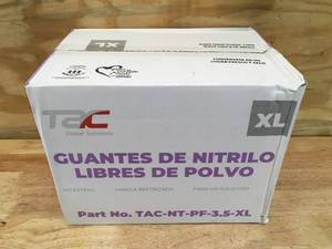 lot 101 image: Case of TAC Powdered Free Nitrile Gloves Size XL
