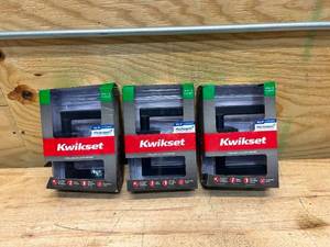 lot 42 image: Lot of 3- Kwikset Halifax Square Matte Black HallCloset Passage Door Levers
