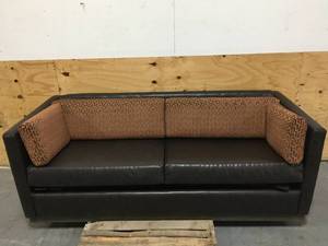lot 89 image: Brown Leather Sleeper Sofa