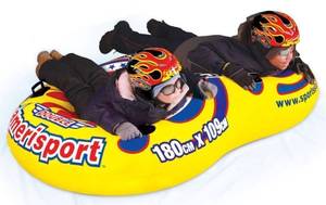 lot 73 image: DOUBLE AMERISPORT Snow Tube- Yellow (71 x 43 inflated)