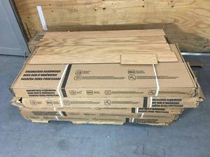 lot 38 image: BRUCE Lot of 16 Boxes ofAmerican Vintage Natural Red Oak 38 in. T x 5 in. W TG Hand Scraped Engineered Hardwood Flooring (25 sq.ft.box)