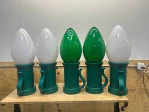 lot 50 image: HOME ACCENTS HOLIDAY Lot of 3- 3 ft. Battery Operated LED Jumbo Bulbs Holiday Yard Decorations