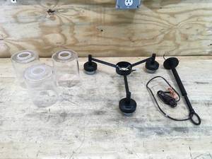 lot 127 image: Kichler Black Chandelier with Clear Seeded Glass