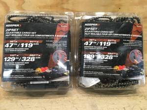 lot 129 image: Lot of 2 - Keeper Zipnet Adjustable Cargo Net