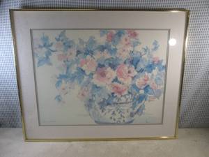 (D-1) Framed Nancy Lund Watercolor ...