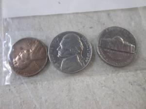 (FS) Vintage Penny and 2 Nickels - ...