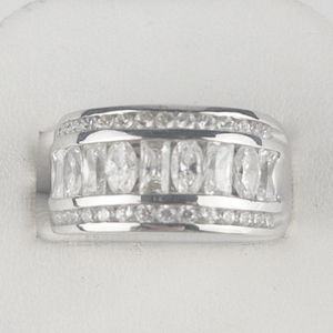 lot 1 image: Meda Channel Set CZ 14K White Gold Ring. Size 8.5 - 8.75. Low Reserve